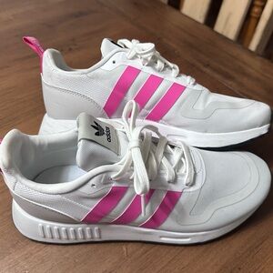 Adidas White and Pink Sneakers with Modern Design